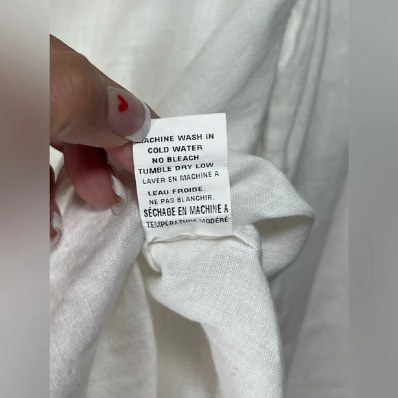 Laju 100% Linen Off The Shoulder Sheer White Blouse Top Women’s Size XS - Picture 8 of 15